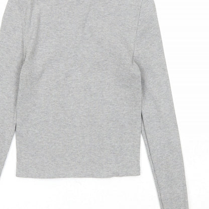 Topshop Womens Grey Round Neck Polyester Pullover Jumper Size 10