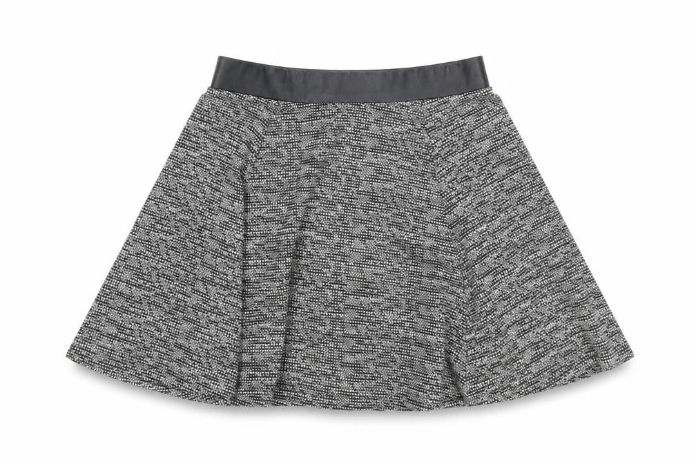 Divided Womens Black Geometric Polyester Skater Skirt Size S Zip