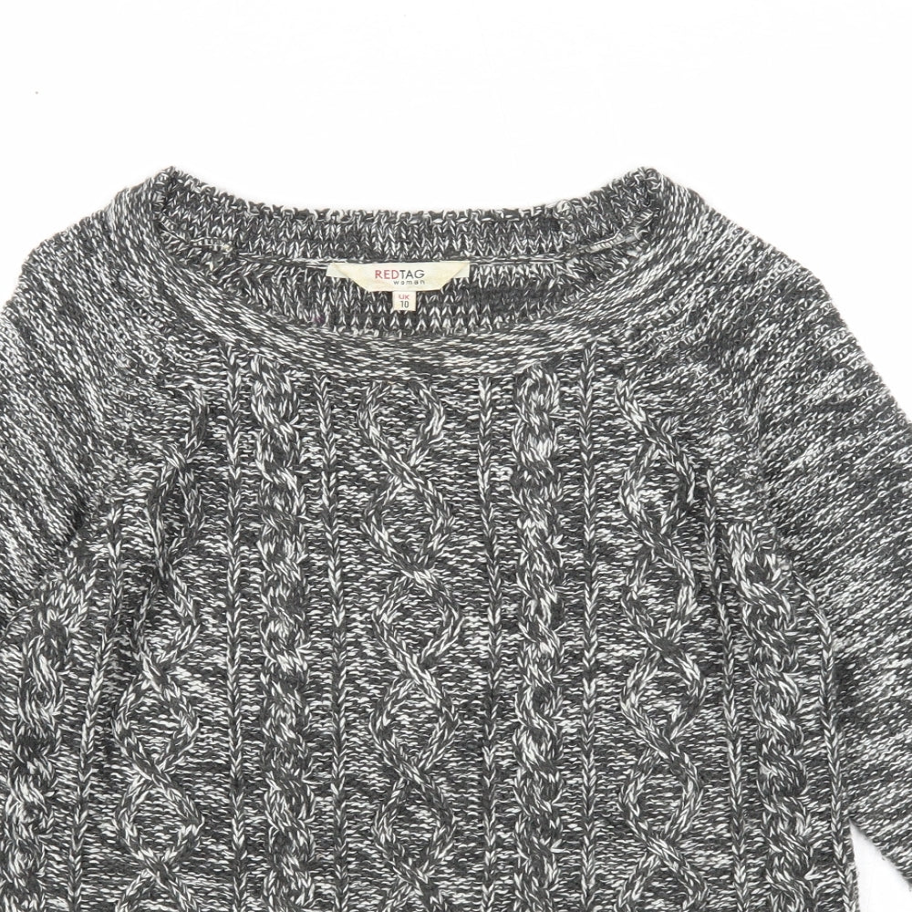 Red tag Womens Black Round Neck Acrylic Pullover Jumper Size 10