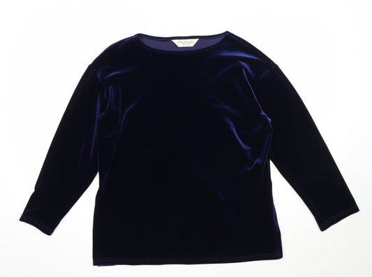 Premium Womens Blue Round Neck Polyester Pullover Jumper Size 12