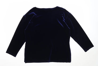 Premium Womens Blue Round Neck Polyester Pullover Jumper Size 12