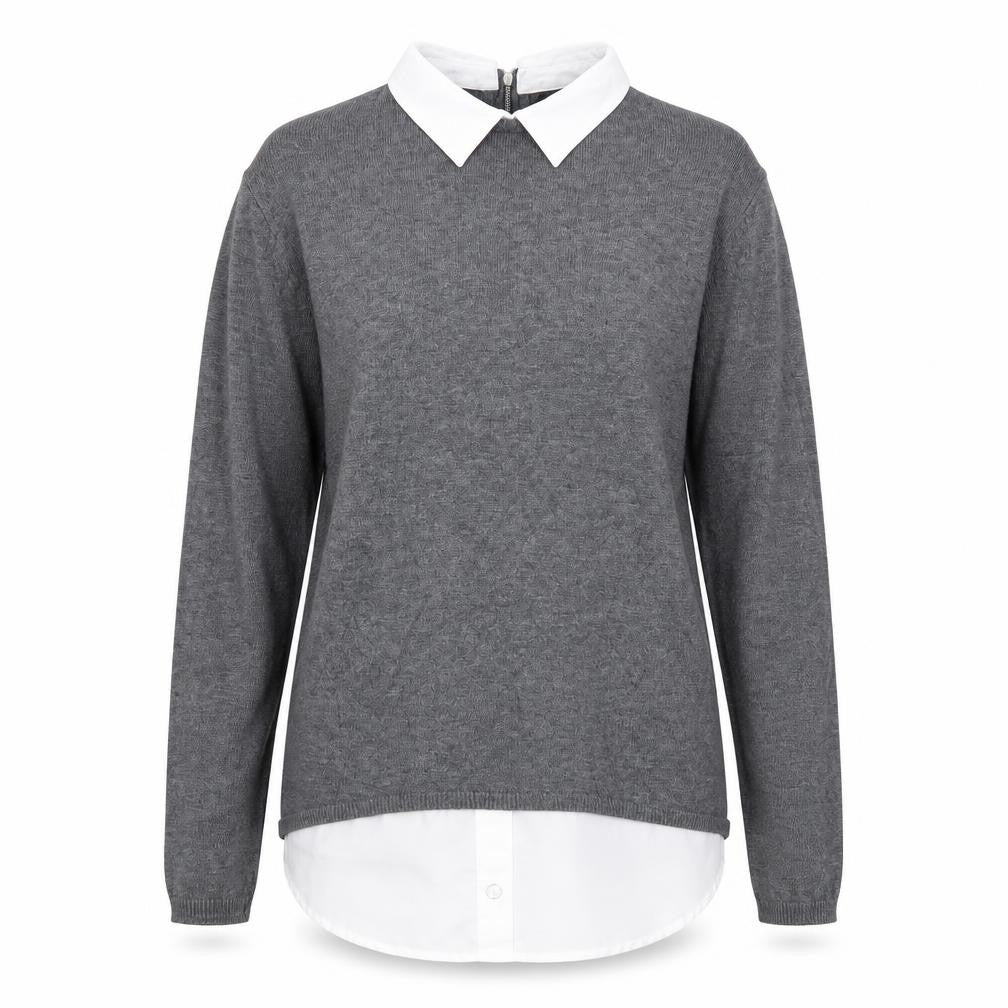 Atmosphere Womens Grey Collared Viscose Pullover Jumper Size 8