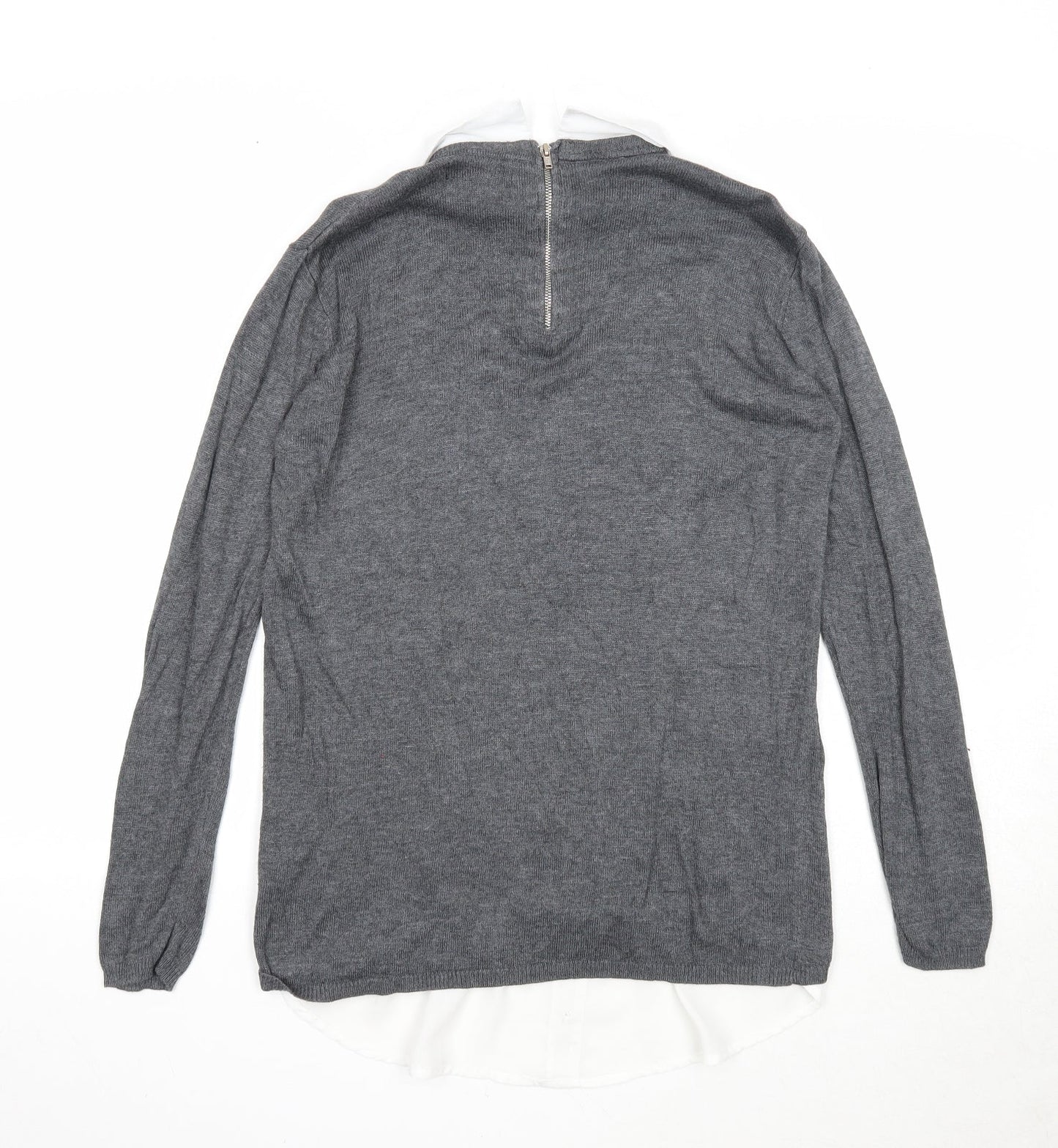 Atmosphere Womens Grey Collared Viscose Pullover Jumper Size 8