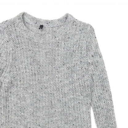 Divided Womens Grey Round Neck Acrylic Pullover Jumper Size XS