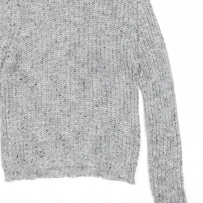 Divided Womens Grey Round Neck Acrylic Pullover Jumper Size XS