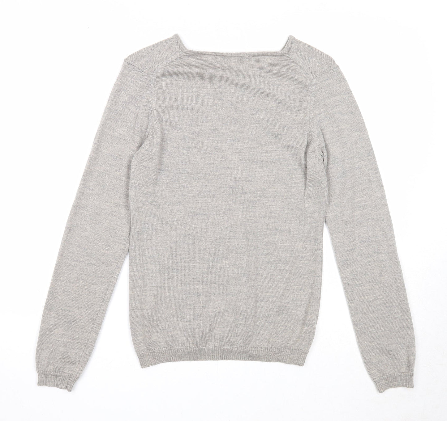 Deane & White Mens Grey V-Neck Wool Pullover Jumper Size S Long Sleeve
