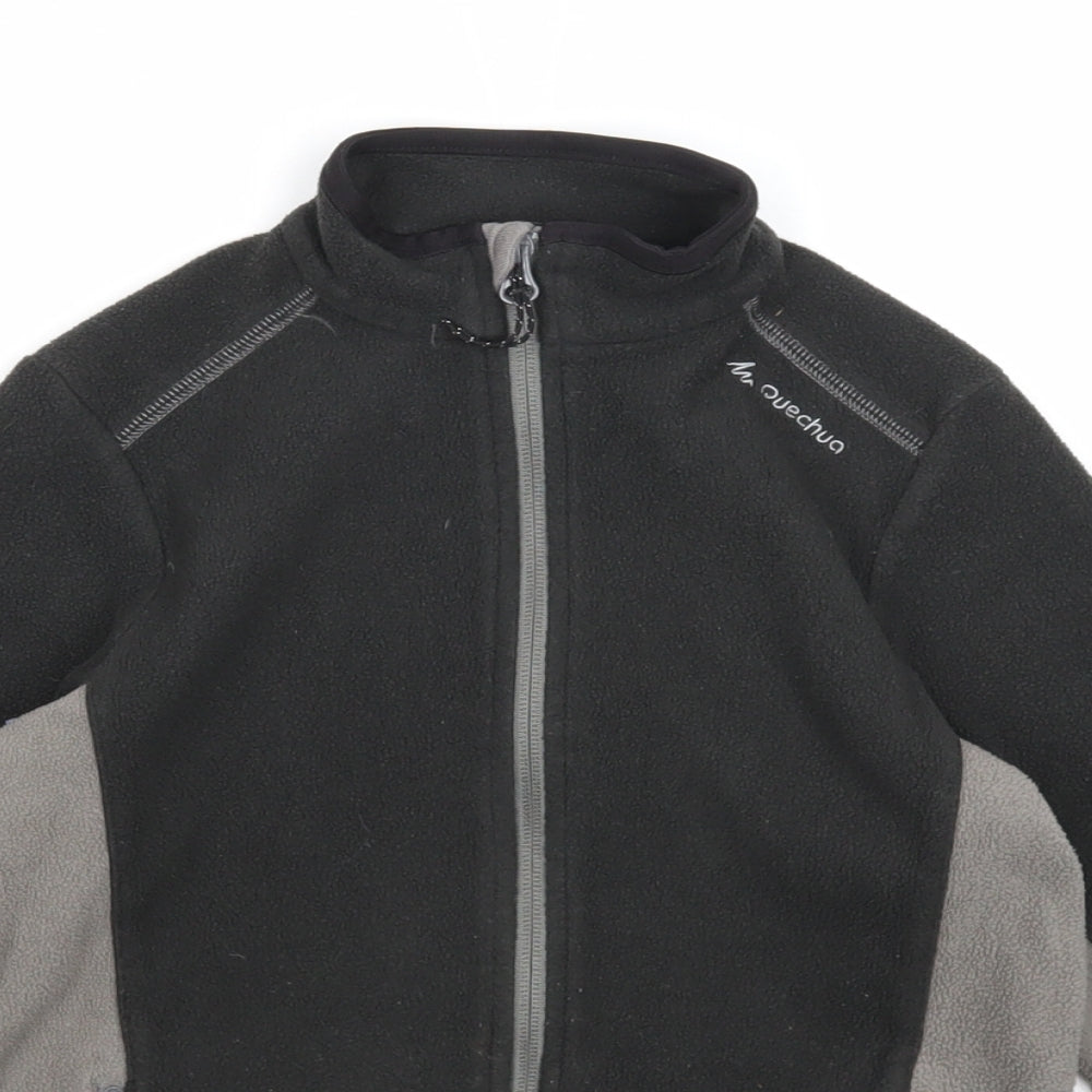 Quechua Boys Grey Geometric Jacket Size 10 Years Zip