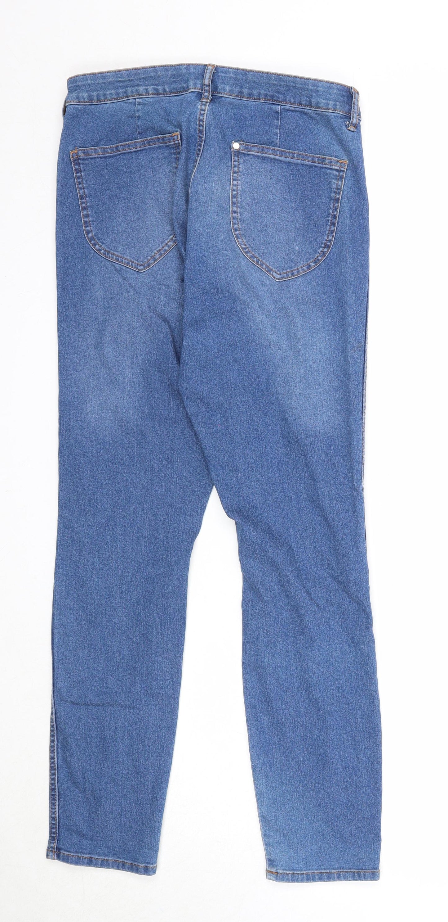 H&M Womens Blue Cotton Straight Jeans Size 30 in Regular Zip