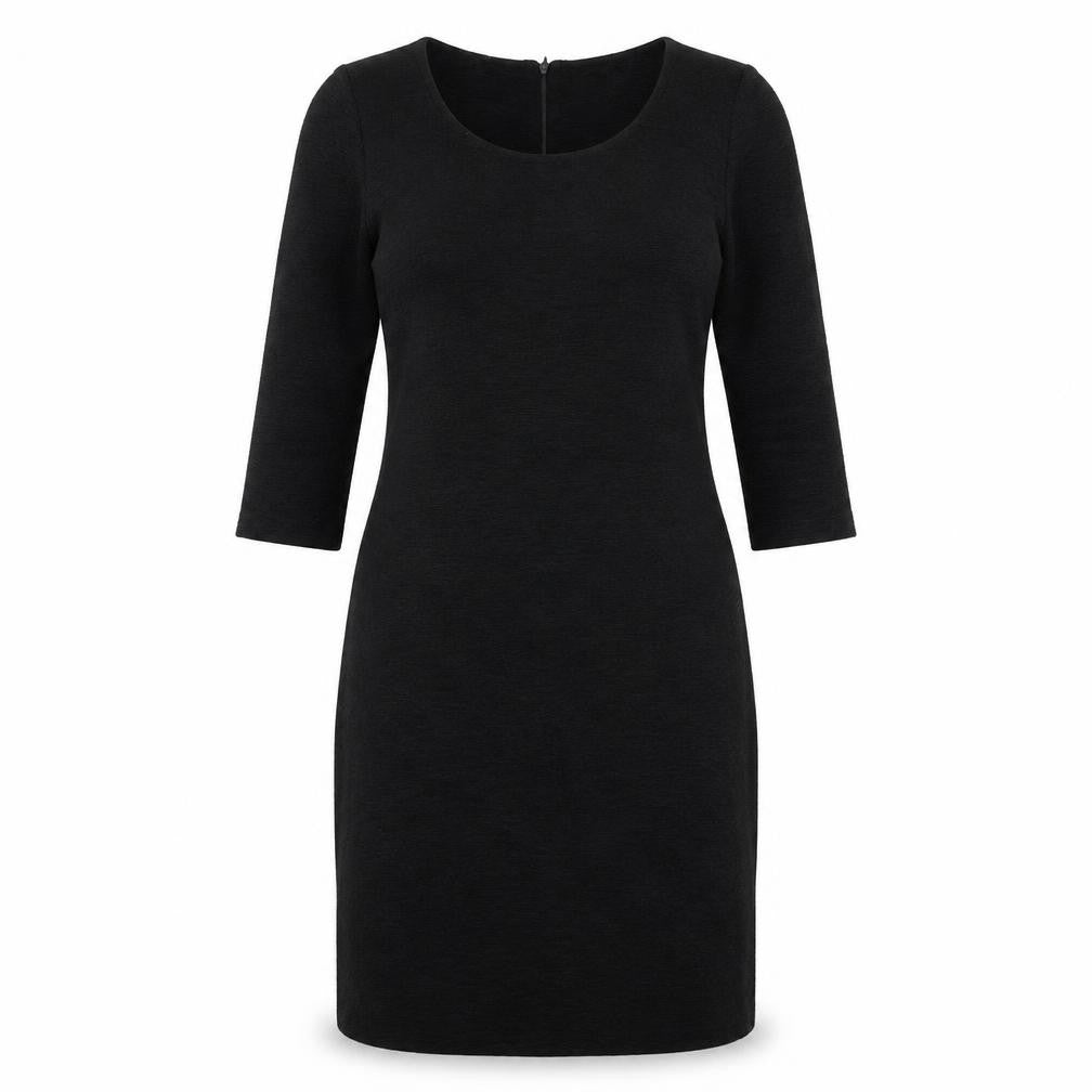 Rue Paris Womens Black Polyester A-Line Size 8 Round Neck Zip