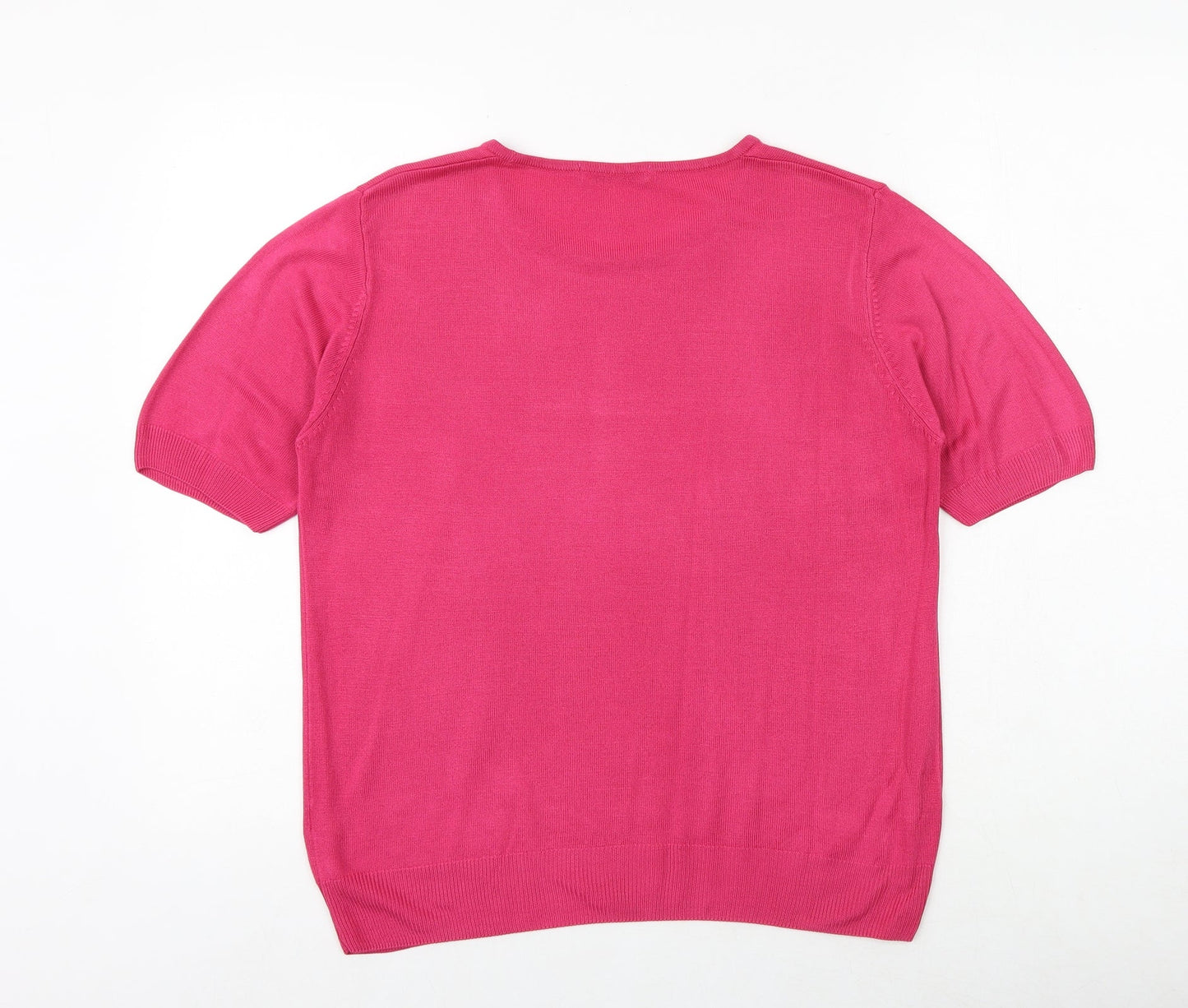Marks and Spencer Womens Pink Boat Neck Acrylic Pullover Jumper Size 16