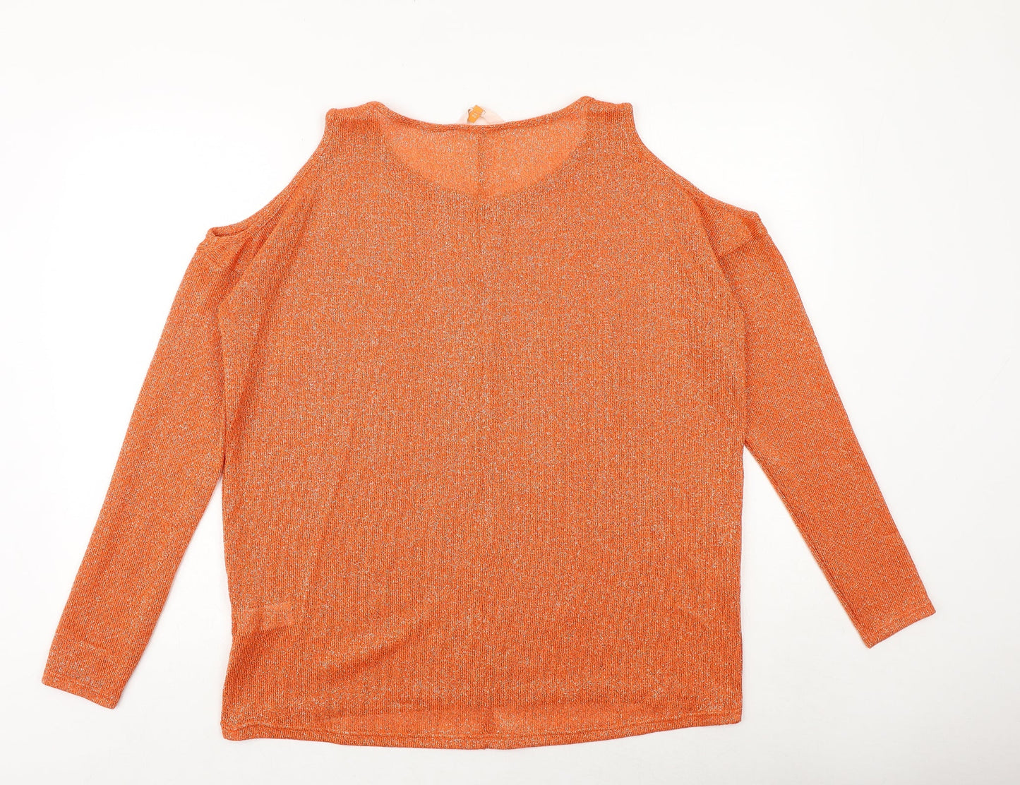 NEXT Womens Orange Viscose Basic Blouse Size 16 Boat Neck - Cold Shoulder