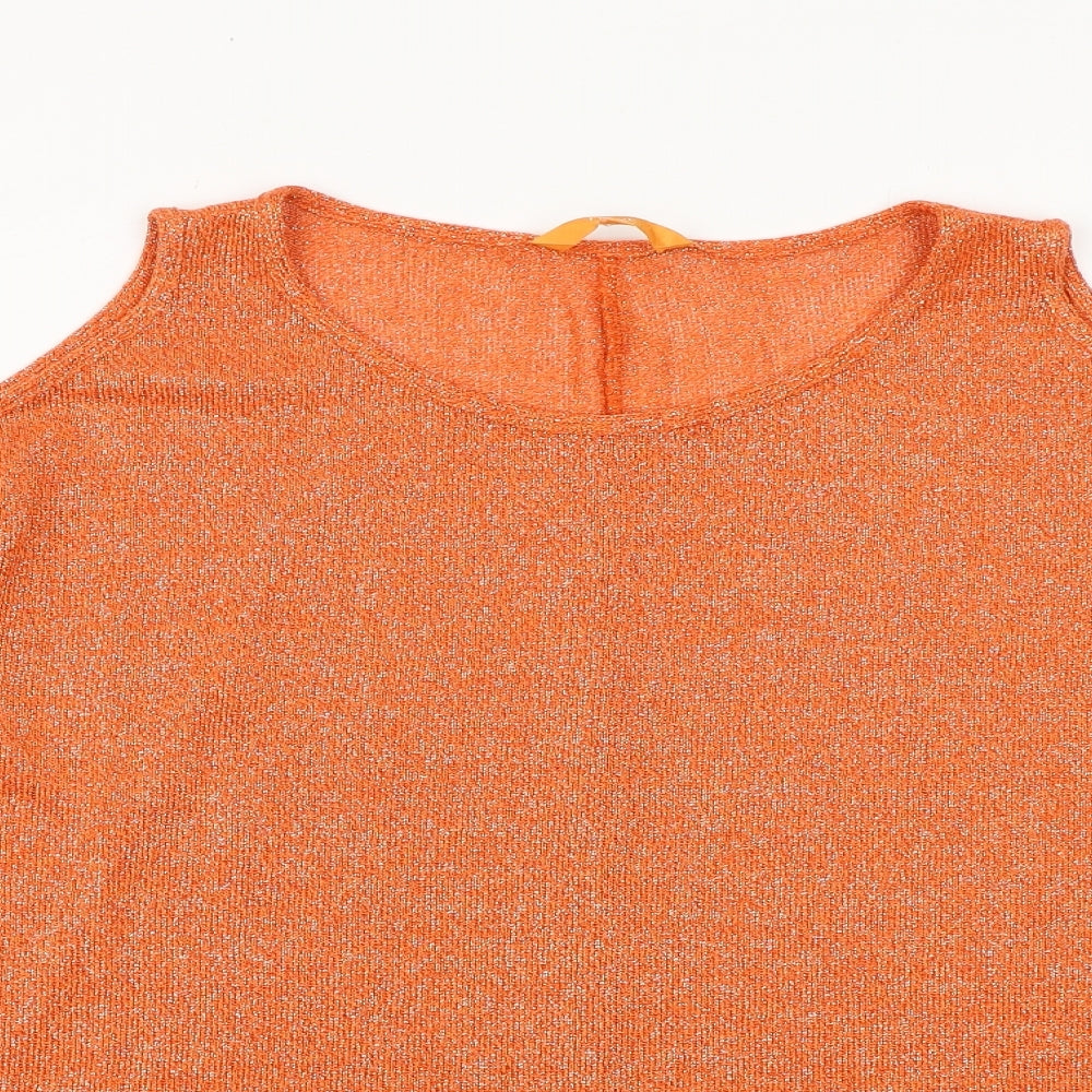 NEXT Womens Orange Viscose Basic Blouse Size 16 Boat Neck - Cold Shoulder