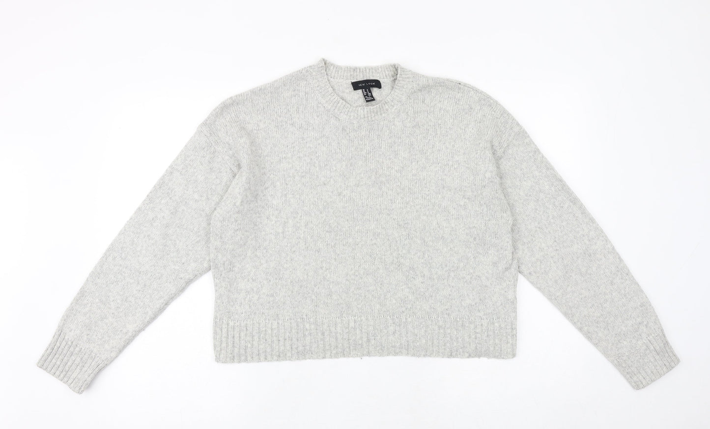 New Look Womens Grey Round Neck Acrylic Pullover Jumper Size M
