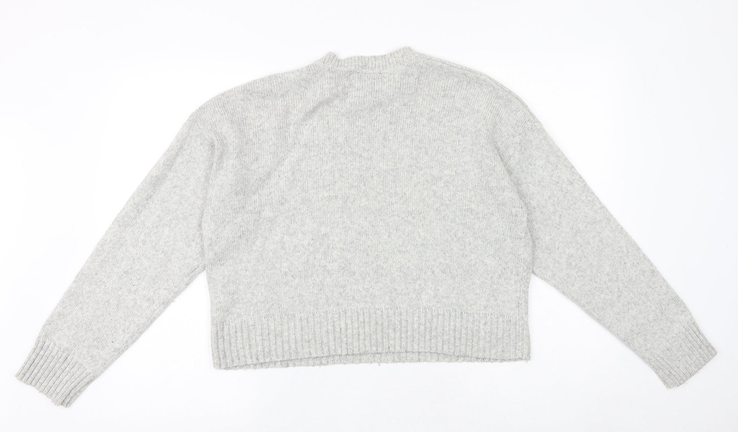 New Look Womens Grey Round Neck Acrylic Pullover Jumper Size M