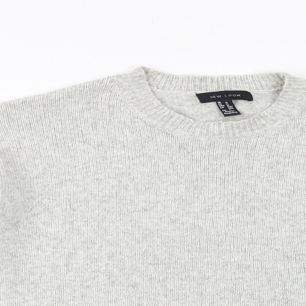 New Look Womens Grey Round Neck Acrylic Pullover Jumper Size M