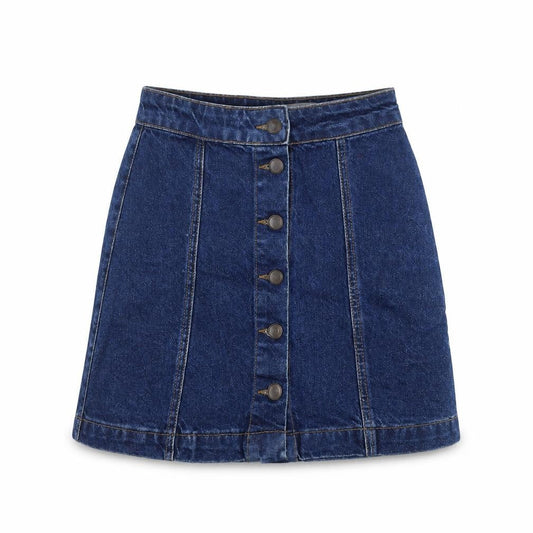 New Look Womens Blue Cotton A-Line Skirt Size 6 Button