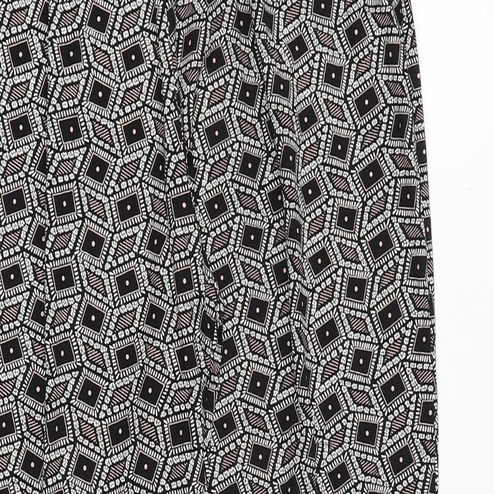 Preworn Womens Black Geometric Viscose Trousers Size S Regular