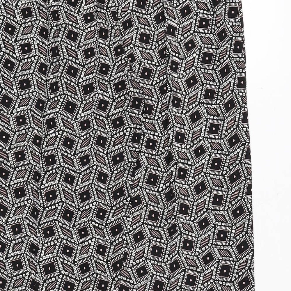 Preworn Womens Black Geometric Viscose Trousers Size S Regular