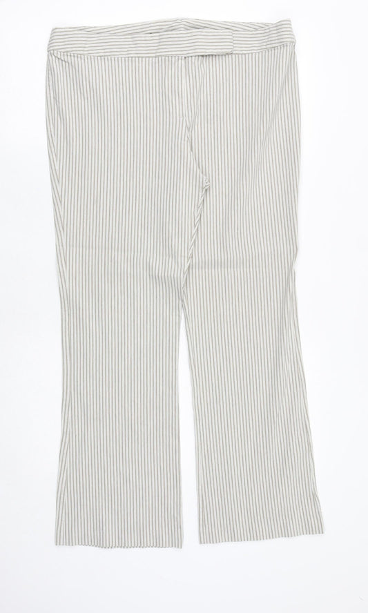 Dorothy Perkins Womens Grey Striped Viscose Trousers Size 18 Regular Zip