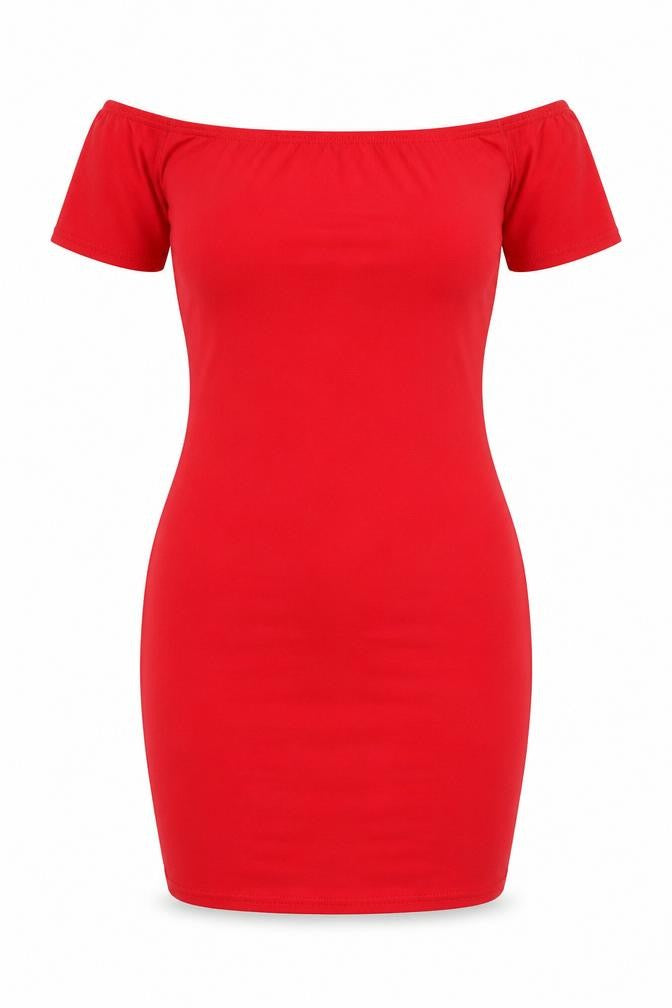 In the Style Womens Red Viscose Bodycon Size 10 Off the Shoulder Pullover