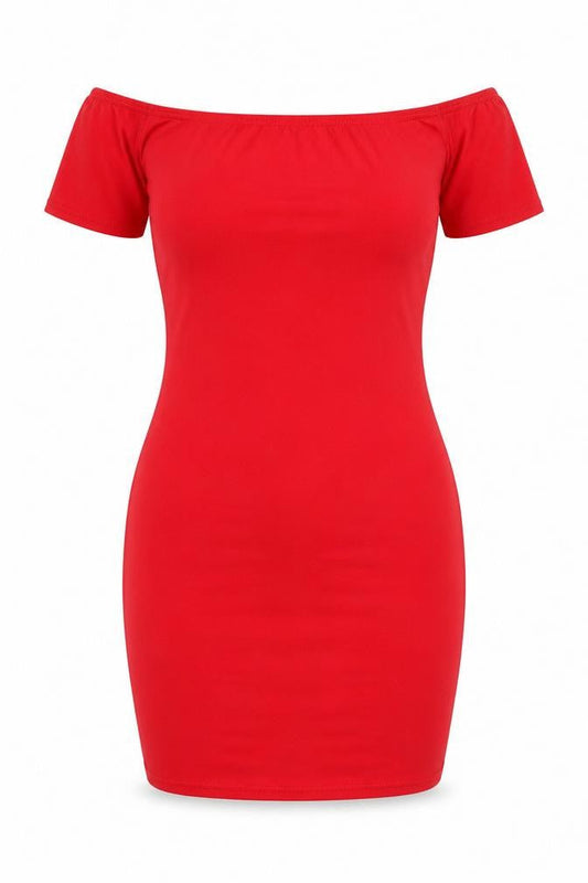 In the Style Womens Red Viscose Bodycon Size 10 Off the Shoulder Pullover