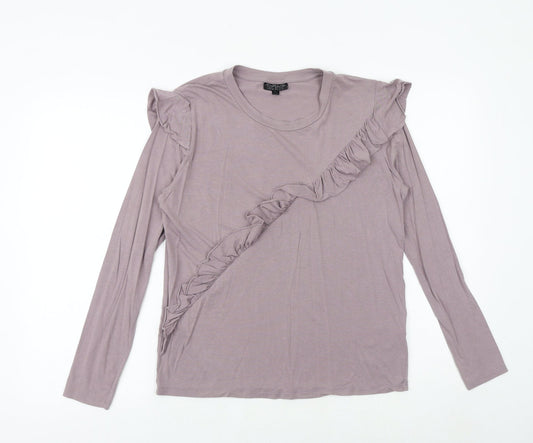 Topshop Womens Purple Modacrylic Basic T-Shirt Size 10 Round Neck