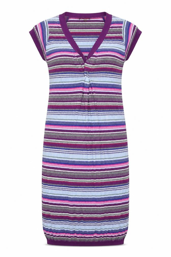 Phase Eight Womens Multicoloured Striped Polyester A-Line Size 10 V-Neck Pullover