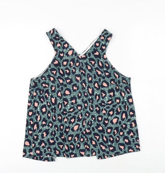 H&M Womens Green Geometric Polyester Basic Tank Size XS V-Neck - Open Back