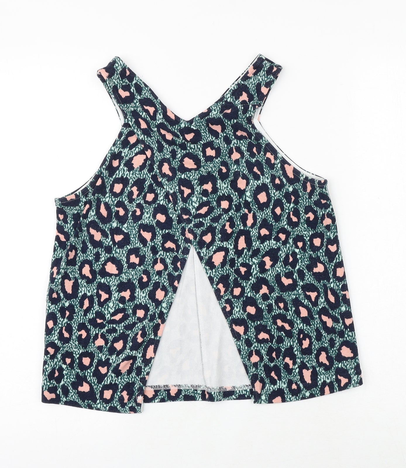 H&M Womens Green Geometric Polyester Basic Tank Size XS V-Neck - Open Back