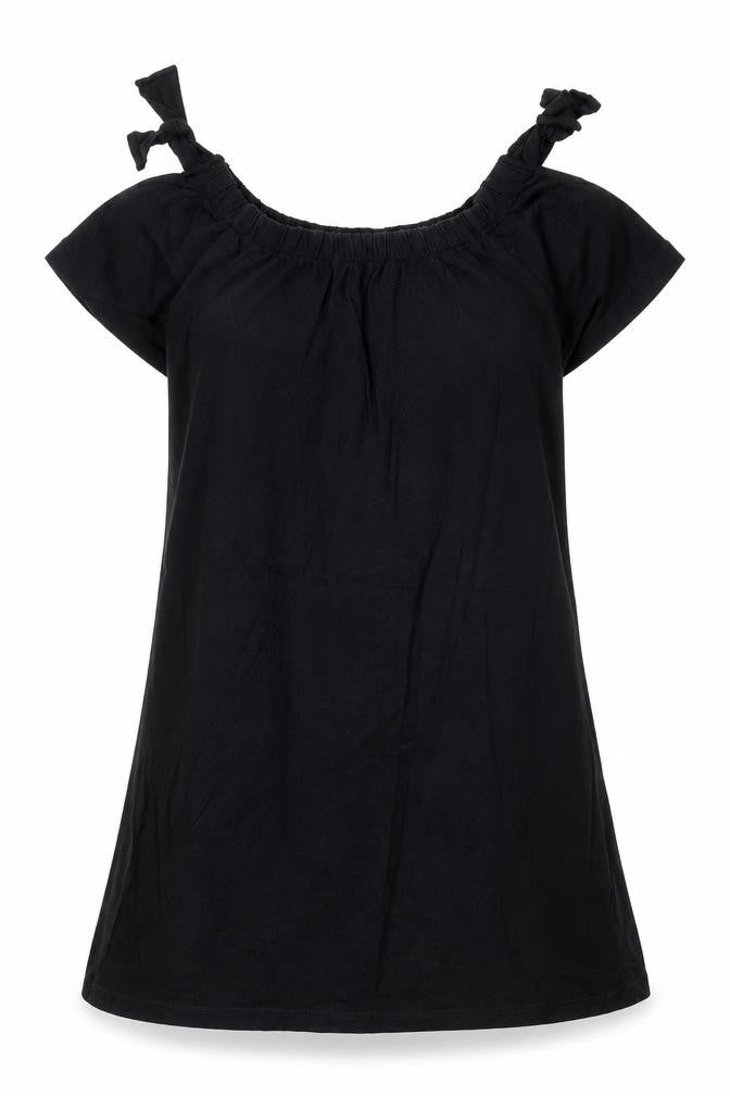 Papaya Womens Black 100% Cotton A-Line Size S Round Neck Pullover