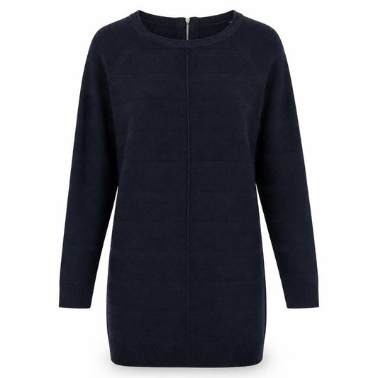 Tu Womens Blue Acrylic Jumper Dress Size 10 Round Neck Zip