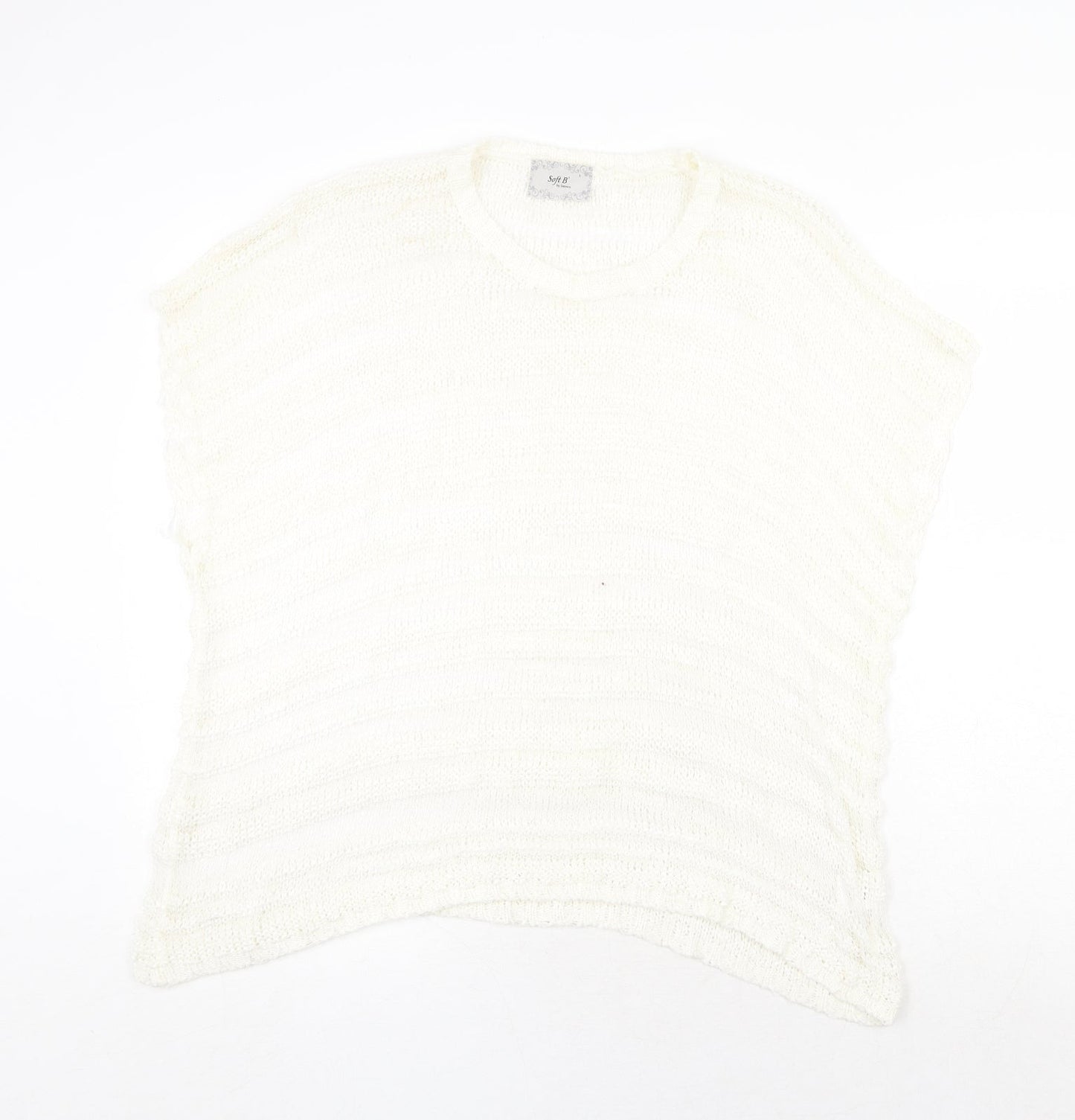 Soft B Womens Ivory Round Neck Acrylic Pullover Jumper Size L