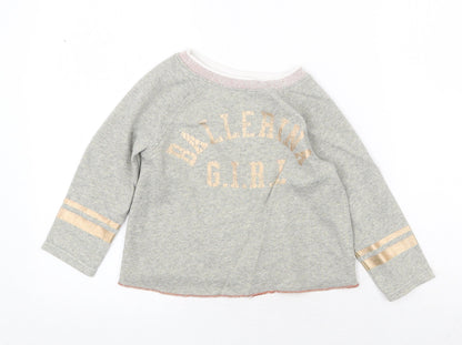 Next Girls Grey Cotton Pullover Sweatshirt Size 4XL Pullover - Ballerina Girl