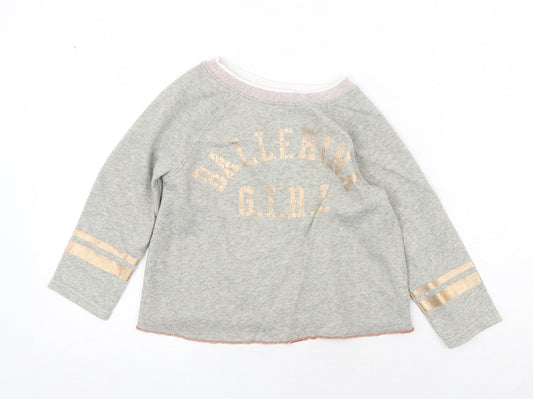 NEXT Girls Grey Cotton Pullover Sweatshirt Size 4XL Pullover - Ballerina Girl