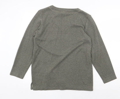 BHS Womens Green V-Neck Polyester Pullover Jumper Size 14