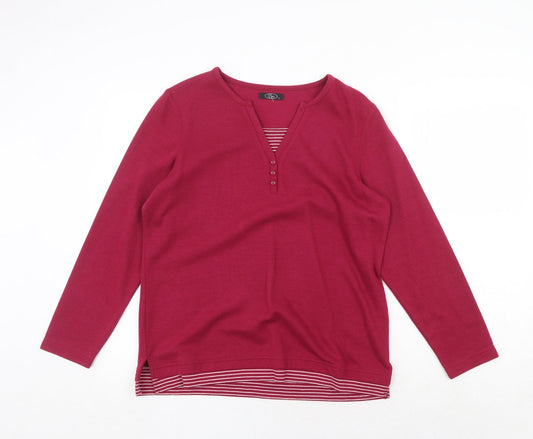 bonma Womens Red V-Neck Polyester Pullover Jumper Size S
