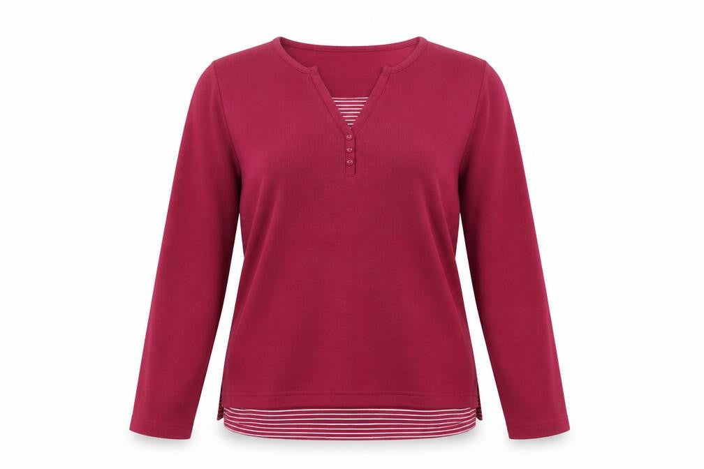 bonma Womens Red V-Neck Polyester Pullover Jumper Size S