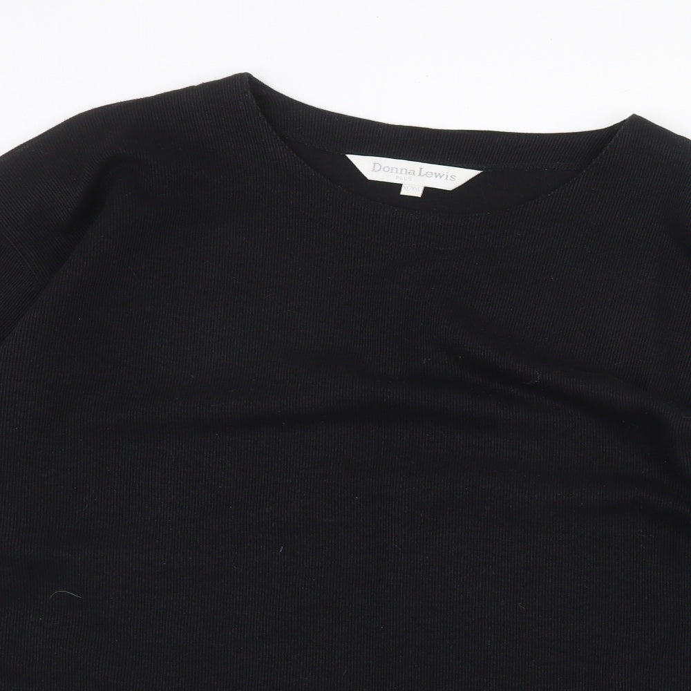Donna Lewis Womens Black Polyester Basic T-Shirt Size 2XL Crew Neck