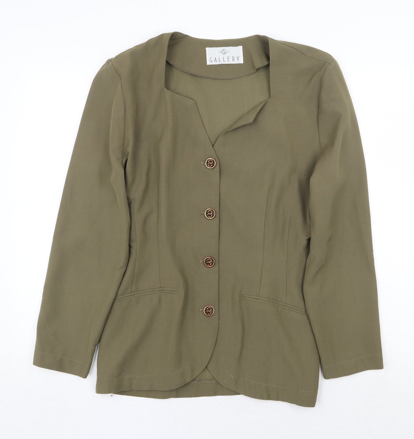Gallery Womens Green Jacket Blazer Size 12 Button