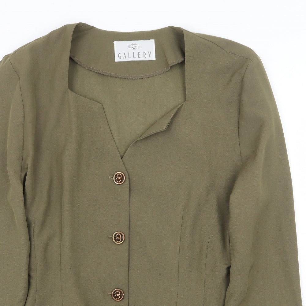 Gallery Womens Green Jacket Blazer Size 12 Button