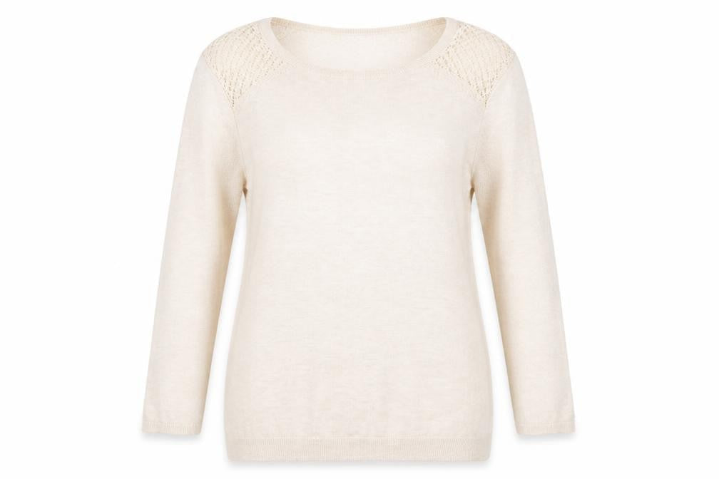Zara Womens Beige Round Neck Acrylic Pullover Jumper Size S