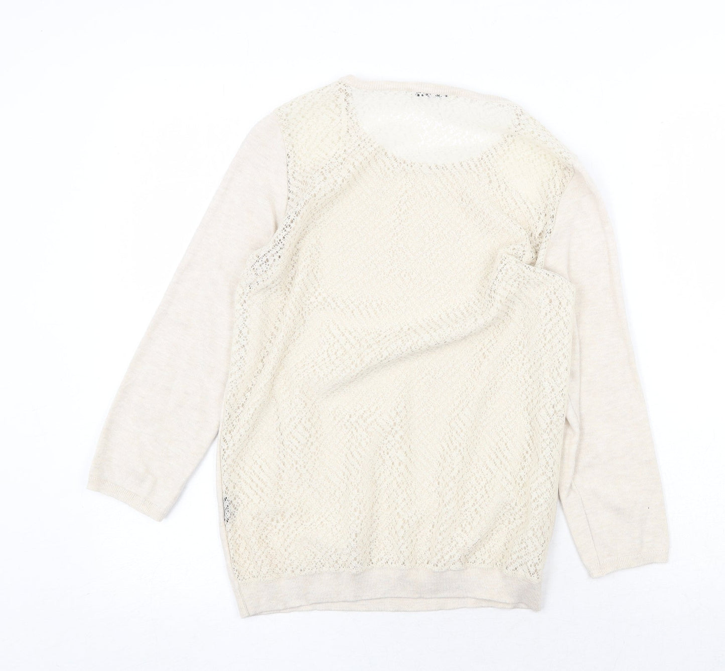Zara Womens Beige Round Neck Acrylic Pullover Jumper Size S