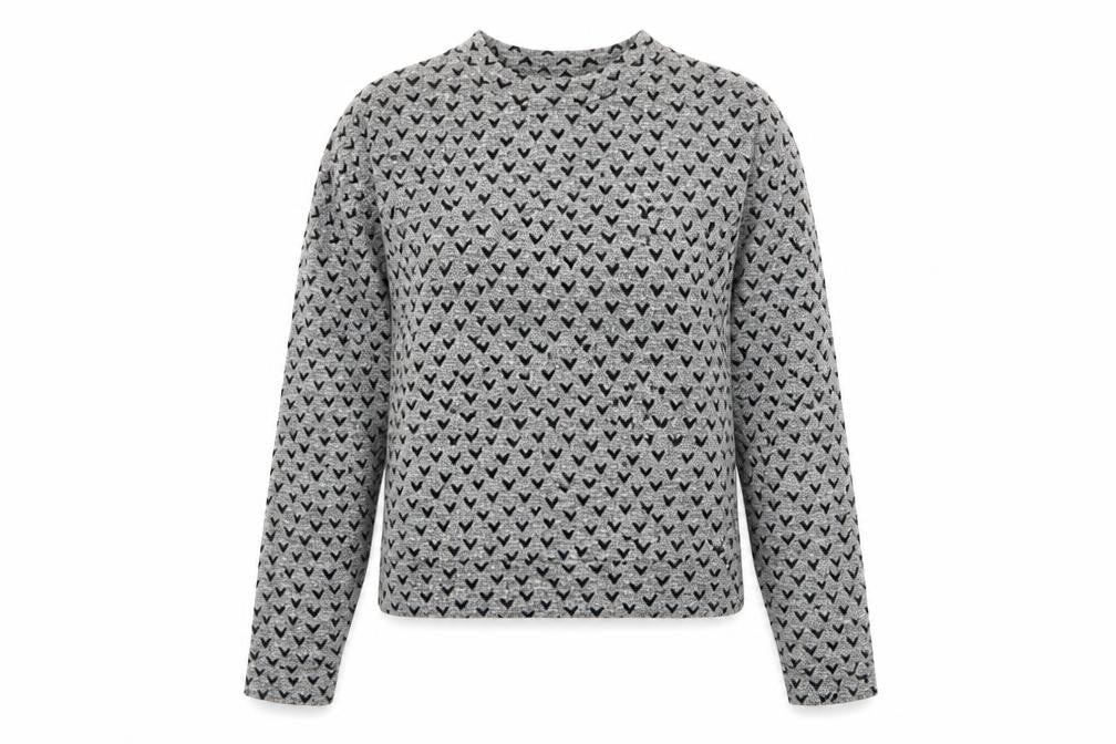 NEXT Womens Grey Round Neck Geometric Cotton Pullover Jumper Size 10