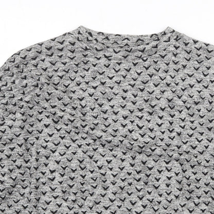 Next Womens Grey Round Neck Geometric Cotton Pullover Jumper Size 10