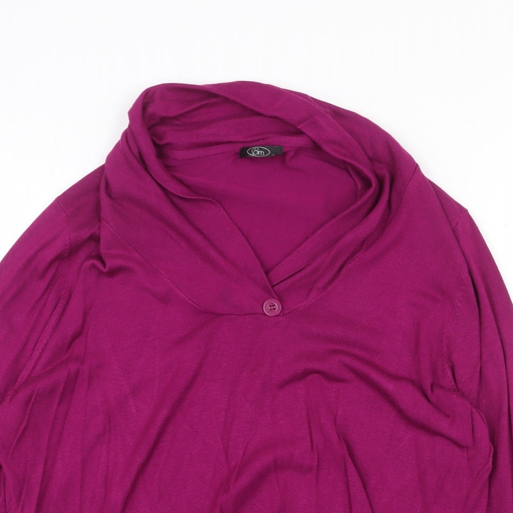 Bonmarché Womens Purple V-Neck Viscose Pullover Jumper Size L Pullover - Button