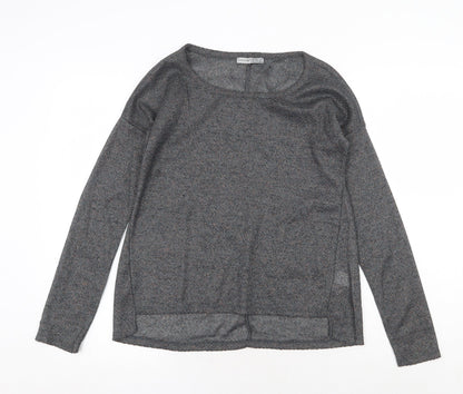 Atmosphere Womens Grey Geometric Polyester Basic Blouse Size 8 Round Neck