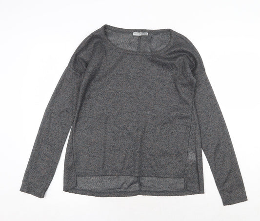 Atmosphere Womens Grey Geometric Polyester Basic Blouse Size 8 Round Neck