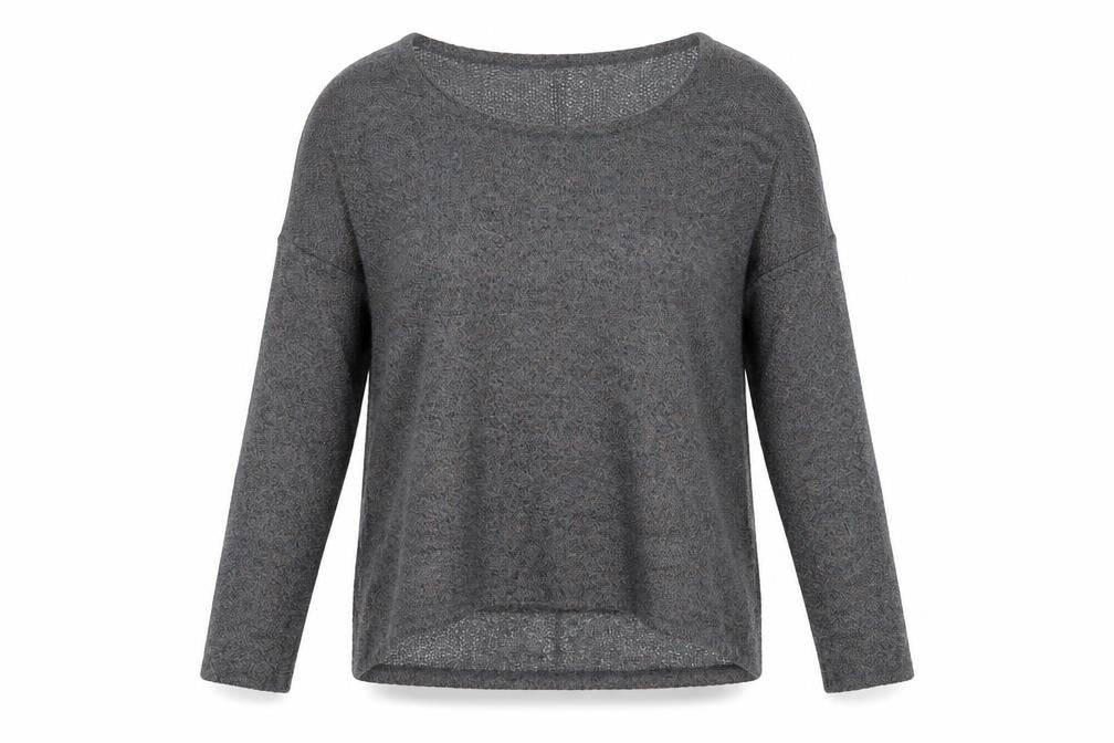 Atmosphere Womens Grey Geometric Polyester Basic Blouse Size 8 Round Neck