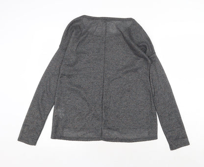 Atmosphere Womens Grey Geometric Polyester Basic Blouse Size 8 Round Neck