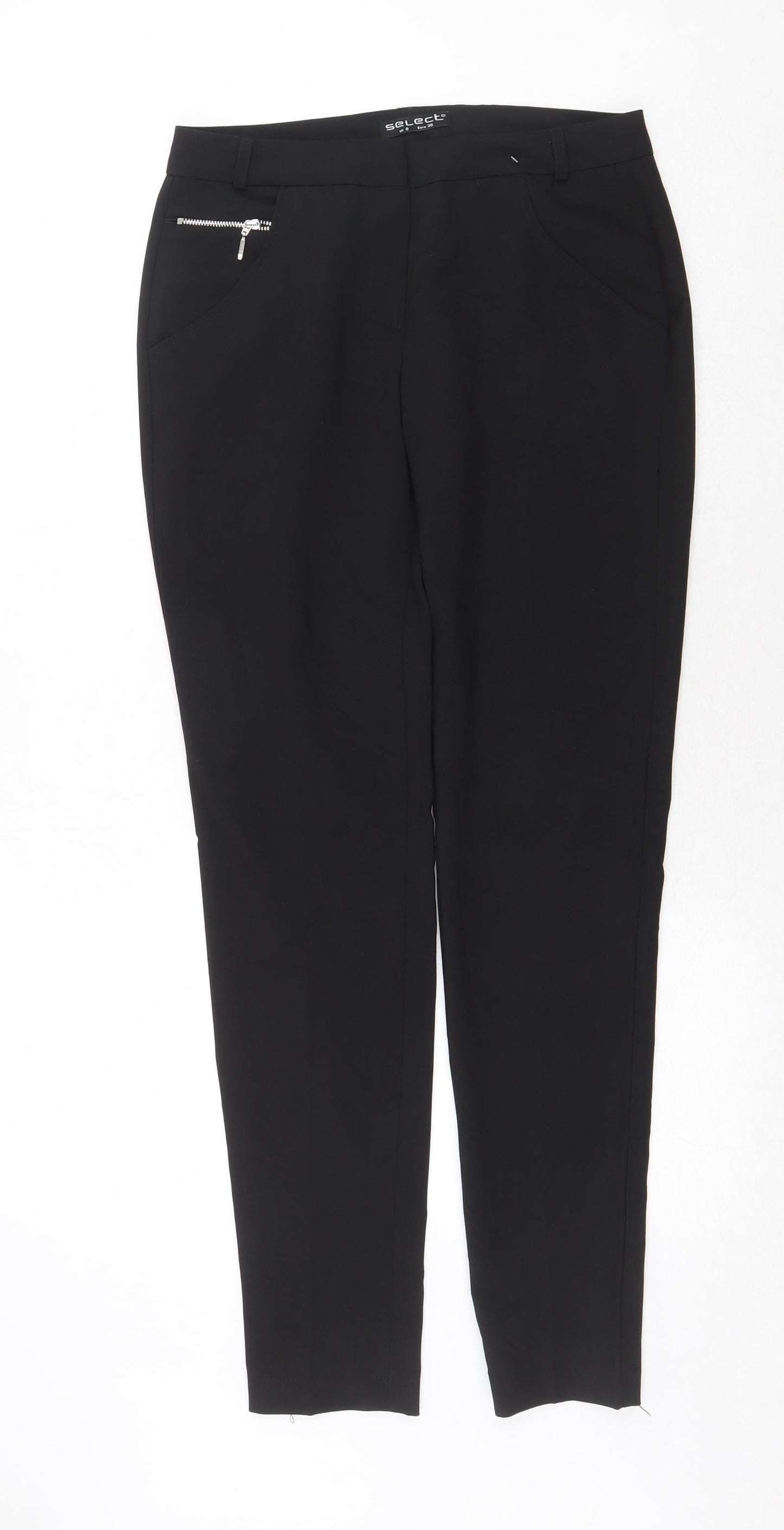 Select Womens Black Polyester Capri Trousers Size 8 Regular Zip